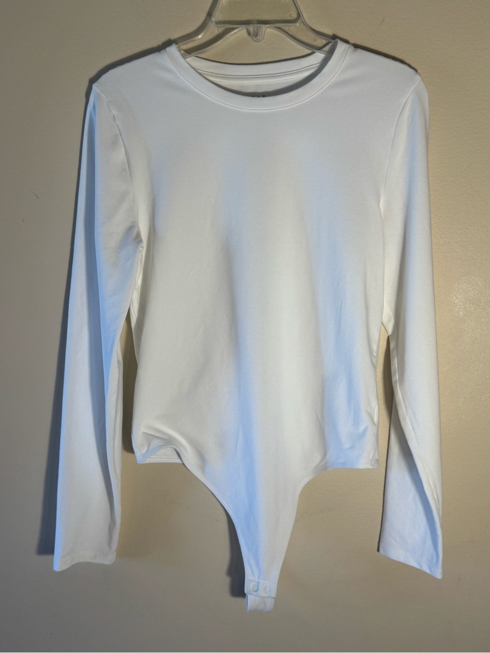 GAP Women's White Long Sleeve Crewneck Bodysuit